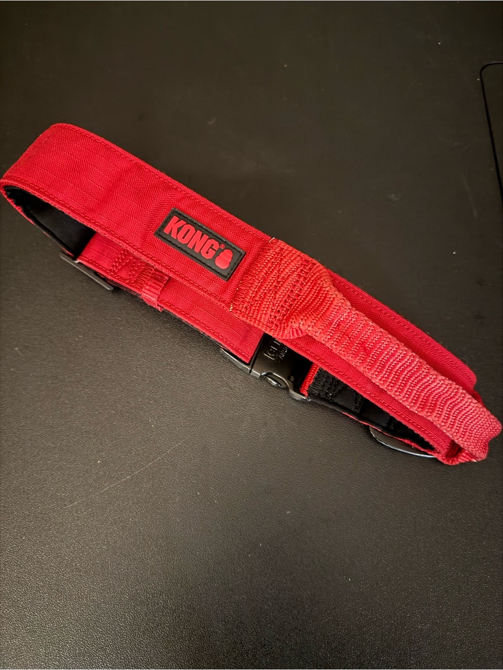 KONG Chew Resistant Handle Dog Collar Red Large | Heavy Duty Adjustable